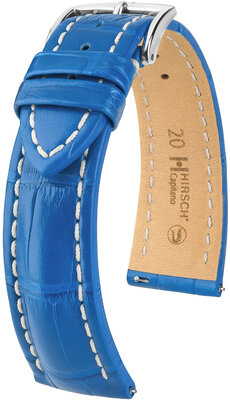 Cinturino in pelle Hirsch Capitano L 04807085-2, blu, pelle di alligatore, lunghezza L, sgancio rapido