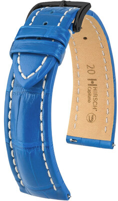 Cinturino in pelle Hirsch Capitano L 04807085-5, blu, pelle di alligatore, lunghezza L, sgancio rapido
