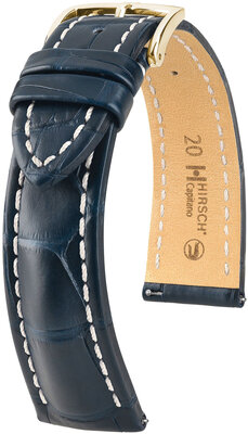 Cinturino in pelle Hirsch Capitano L 04807089-1, blu, pelle di alligatore, lunghezza L, sgancio rapido