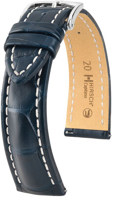 Cinturino in pelle Hirsch Capitano L 04807089-2, blu, pelle di alligatore, lunghezza L, sgancio rapido