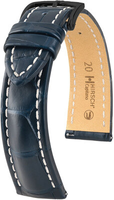 Cinturino in pelle Hirsch Capitano L 04807089-5, blu, pelle di alligatore, lunghezza L, sgancio rapido