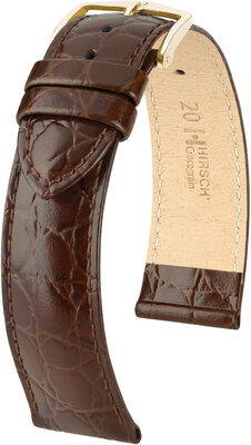 Cinturino in pelle Hirsch Crocograin 12302810NQ-1, marrone, pelle di vitello