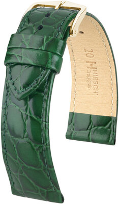 Cinturino in pelle Hirsch Crocograin 12302840NQ-1, verde, pelle di vitello