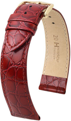 Cinturino in pelle Hirsch Crocograin 12302860NQ-1, rosso, pelle di vitello