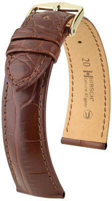Cinturino in pelle Hirsch Genuine Alligator L 10220719NQ-1, marrone, pelle di alligatore, lunghezza L