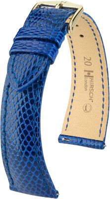 Cinturino in pelle Hirsch London 04366185-7, blu, pelle di lucertola, Quick Release