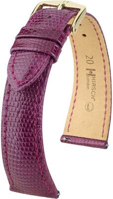 Cinturino in pelle Hirsch London 04366187-7, viola, pelle di lucertola, Quick Release