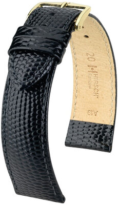 Cinturino in pelle Hirsch Rainbow 12302650NQ-1, nero, pelle di vitello