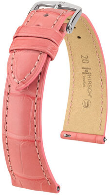 Cinturino in pelle Hirsch London 04307125-2, rosa, pelle di alligatore, Quick Release