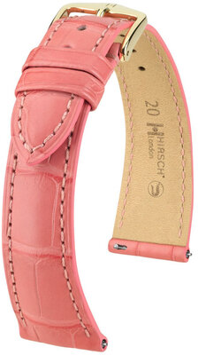 Cinturino in pelle Hirsch London 04307125-7, rosa, pelle di alligatore, Quick Release
