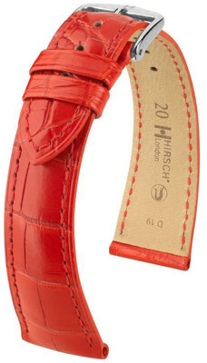 Cinturino in pelle Hirsch London 04307129-2, rosso, pelle di alligatore, Quick Release