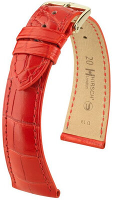 Cinturino in pelle Hirsch London 04307129-7, rosso, pelle di alligatore, Quick Release