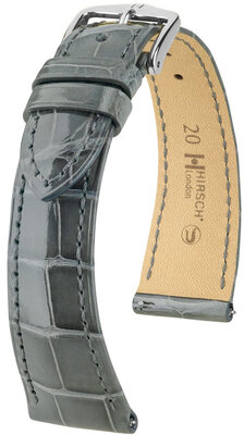 Cinturino in pelle Hirsch London 04307130-2, grigio, pelle di alligatore, Quick Release