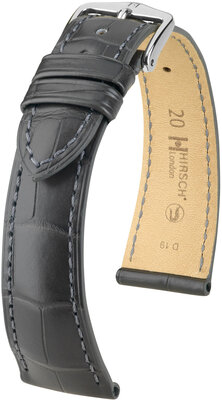 Cinturino in pelle Hirsch London 04307139-2, grigio, pelle di alligatore, Quick Release