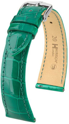 Cinturino in pelle Hirsch London 04307140-2, verde, pelle di alligatore, Quick Release