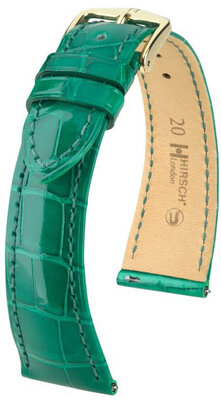 Cinturino in pelle Hirsch London 04307140-7, verde, pelle di alligatore, Quick Release