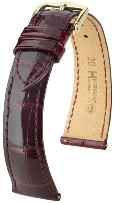 Cinturino in pelle Hirsch London 04307160-7, rosso, pelle di alligatore, Quick Release