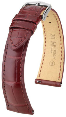 Cinturino in pelle Hirsch London 04307169-2, rosso, pelle di alligatore, Quick Release