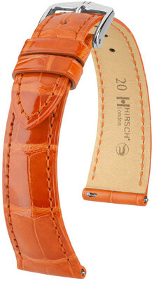 Cinturino in pelle Hirsch London 04307177-2, arancione, pelle di alligatore, Quick Release