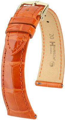 Cinturino in pelle Hirsch London 04307177-7, arancione, pelle di alligatore, Quick Release