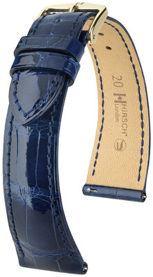 Cinturino in pelle Hirsch London 04307180-7, blu, pelle di alligatore, Quick Release