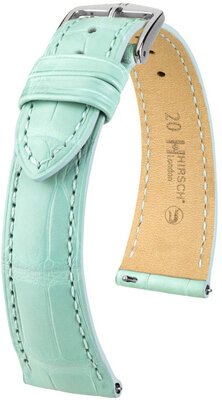 Cinturino in pelle Hirsch London 04307181-2, blu, pelle di alligatore, Quick Release