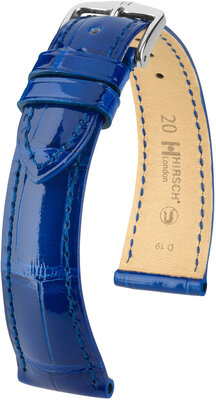 Cinturino in pelle Hirsch London 04307182-2, blu, pelle di alligatore, Quick Release