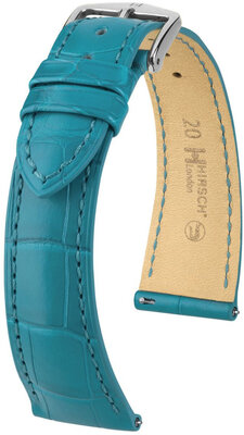 Cinturino in pelle Hirsch London 04307183-2, blu, pelle di alligatore, Quick Release