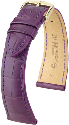 Cinturino in pelle Hirsch London 04307186-7, viola, pelle di alligatore, Quick Release