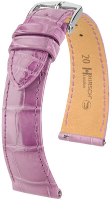 Cinturino in pelle Hirsch London 04307187-2, viola, pelle di alligatore, Quick Release