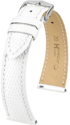 Cinturino in pelle Hirsch London 04366100-2, bianco, pelle di lucertola, Quick Release