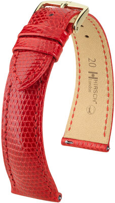 Cinturino in pelle Hirsch London 04366120-7, rosso, pelle di lucertola, Quick Release
