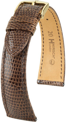 Cinturino in pelle Hirsch London L 04366010-7, marrone, pelle di lucertola, lunghezza L, sgancio rapido