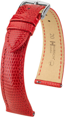 Cinturino in pelle Hirsch London L 04366020-2, rosso, pelle di lucertola, lunghezza L, sgancio rapido