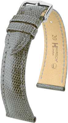 Cinturino in pelle Hirsch London L 04366030-2, grigio, pelle di lucertola, lunghezza L, sgancio rapido