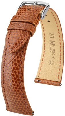 Cinturino in pelle Hirsch London L 04366070-2, marrone, pelle di lucertola, lunghezza L, sgancio rapido