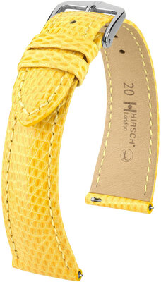 Cinturino in pelle Hirsch London L 04366072-2, giallo, pelle di lucertola, lunghezza L, sgancio rapido