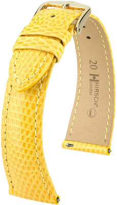 Cinturino in pelle Hirsch London L 04366072-7, giallo, pelle di lucertola, lunghezza L, sgancio rapido