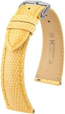 Cinturino in pelle Hirsch London L 04366073-2, giallo, pelle di lucertola, lunghezza L, sgancio rapido