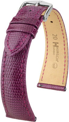 Cinturino in pelle Hirsch London L 04366087-2, viola, pelle di lucertola, lunghezza L, sgancio rapido
