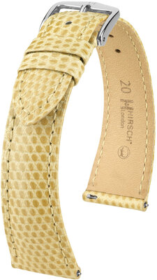 Cinturino in pelle Hirsch London L 04366090-2, beige, pelle di lucertola, lunghezza L, sgancio rapido