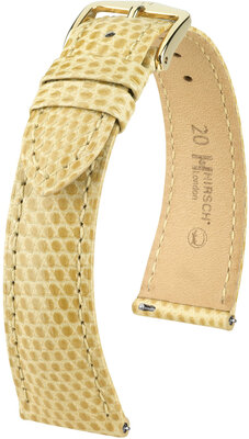 Cinturino in pelle Hirsch London L 04366090-7, beige, pelle di lucertola, lunghezza L, sgancio rapido