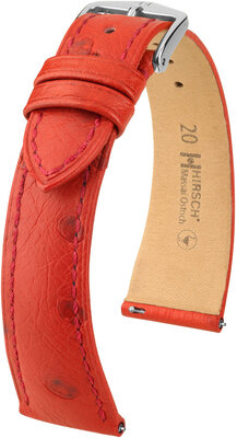 Cinturino in pelle Hirsch Massai Ostrich L 04362020-2, rosso, pelle di struzzo, lunghezza L, sgancio rapido