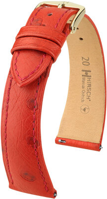 Cinturino in pelle Hirsch Massai Ostrich L 04362020-7, rosso, pelle di struzzo, lunghezza L, sgancio rapido