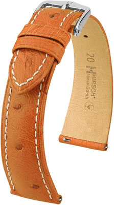 Cinturino in pelle Hirsch Massai Ostrich L 04362071-2, marrone, pelle di struzzo, lunghezza L, sgancio rapido