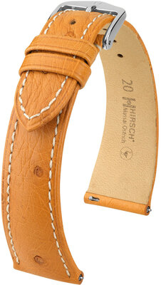 Cinturino in pelle Hirsch Massai Ostrich L 04362074-2, marrone, pelle di struzzo, lunghezza L, sgancio rapido