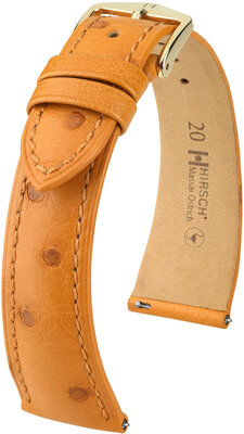 Cinturino in pelle Hirsch Massai Ostrich L 04362075-7, marrone, pelle di struzzo, lunghezza L, sgancio rapido