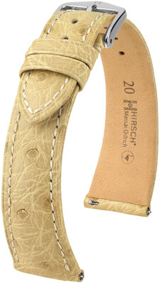 Cinturino in pelle Hirsch Massai Ostrich L 04362090-2, beige, pelle di struzzo, lunghezza L, sgancio rapido