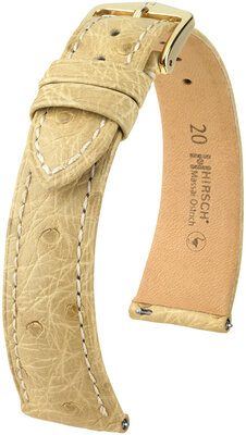 Cinturino in pelle Hirsch Massai Ostrich L 04362090-7, beige, pelle di struzzo, lunghezza L, sgancio rapido