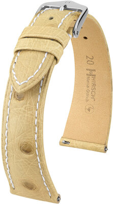Cinturino in pelle Hirsch Massai Ostrich L 04362091-2, beige, pelle di struzzo, lunghezza L, sgancio rapido